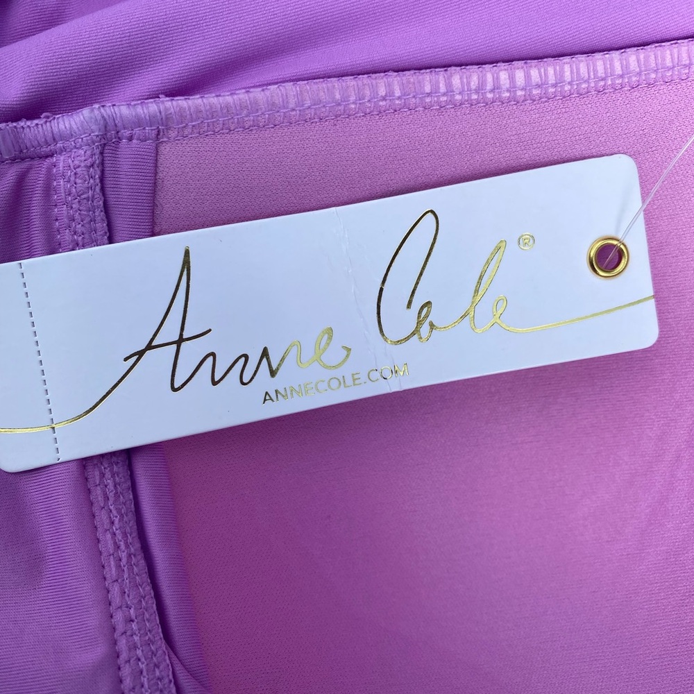 NWT Ann Cole - Lavender tankini with adjustable halter strap & ruching. size: L - Picture 9 of 12